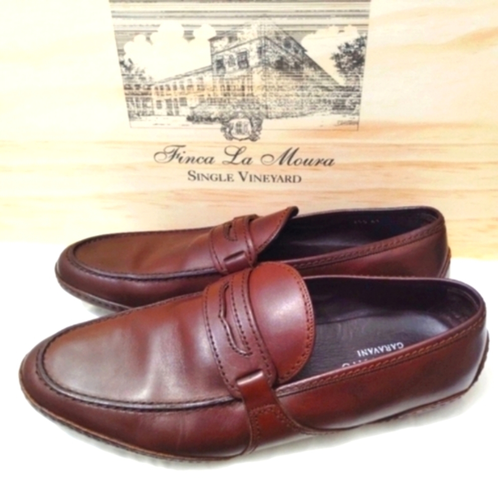 Valentino Garavani Shoes Italian Leather Loafers Brown Dust Bag Mens US 8